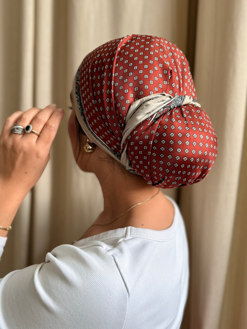 Foulard triangle Hana terracotta