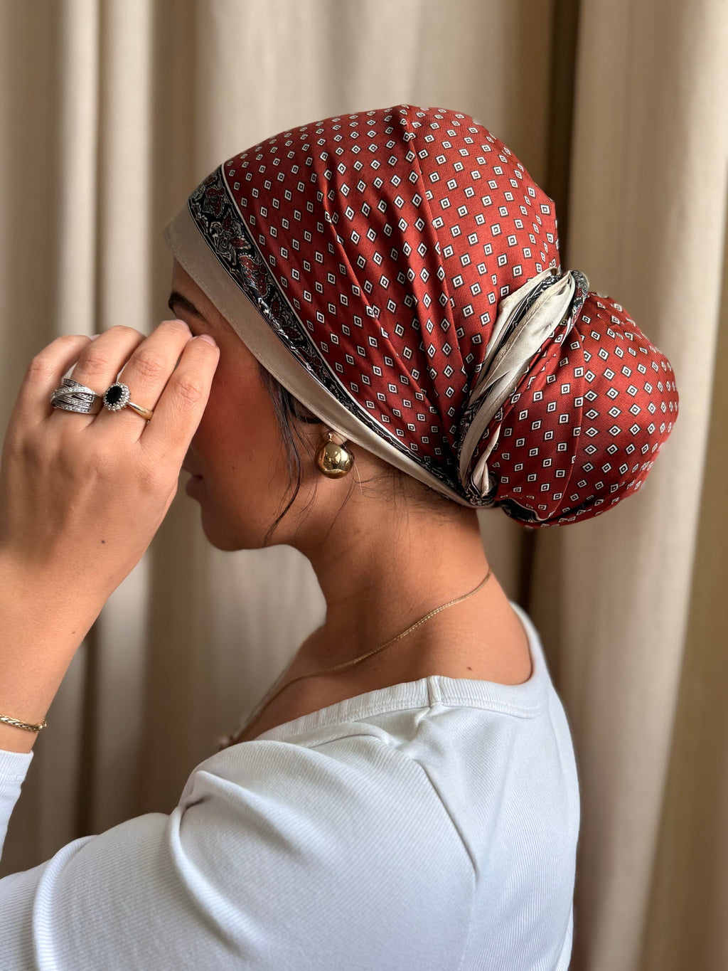 Foulard triangle Hana terracotta