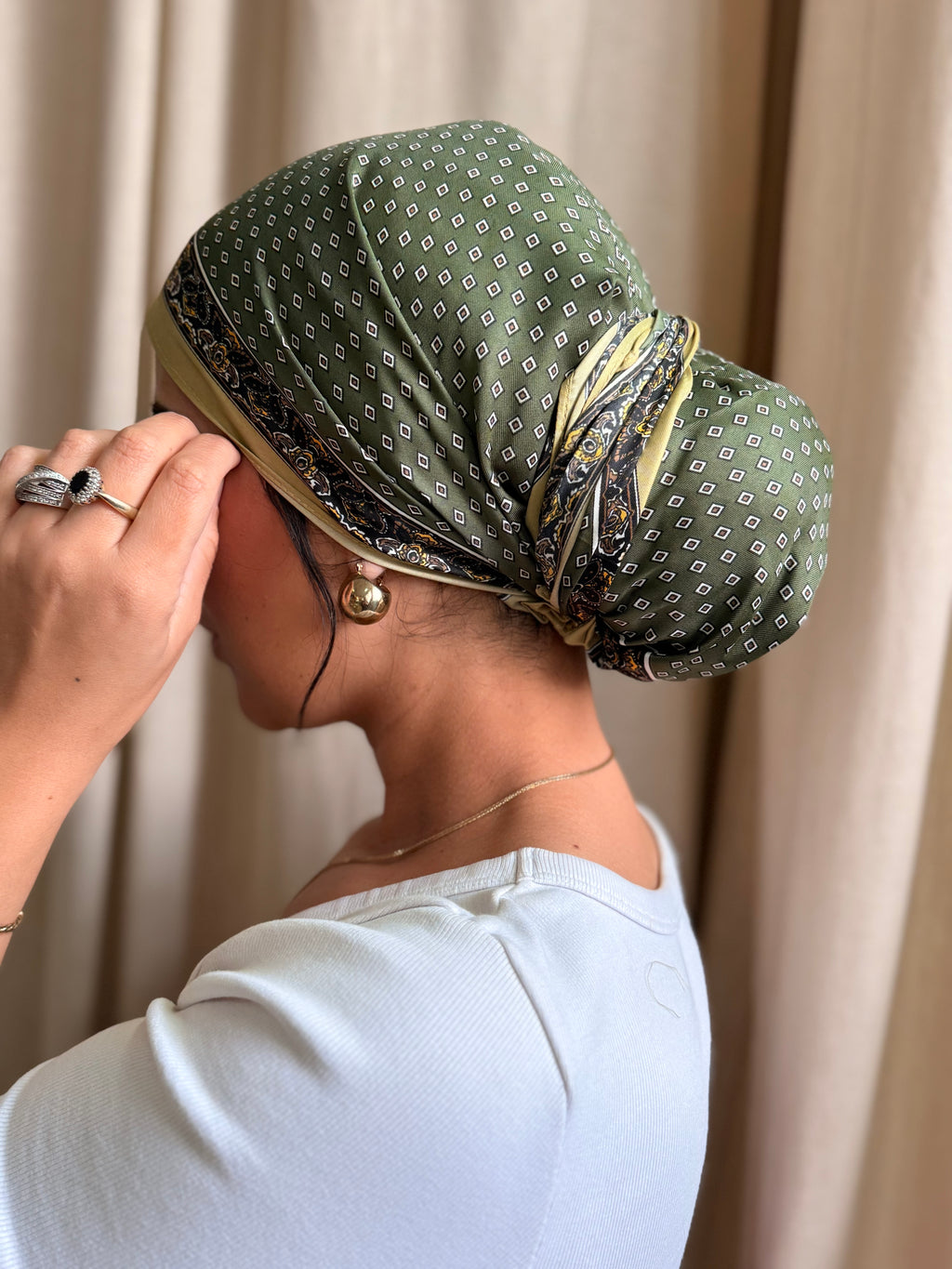Foulard triangle Hana vert
