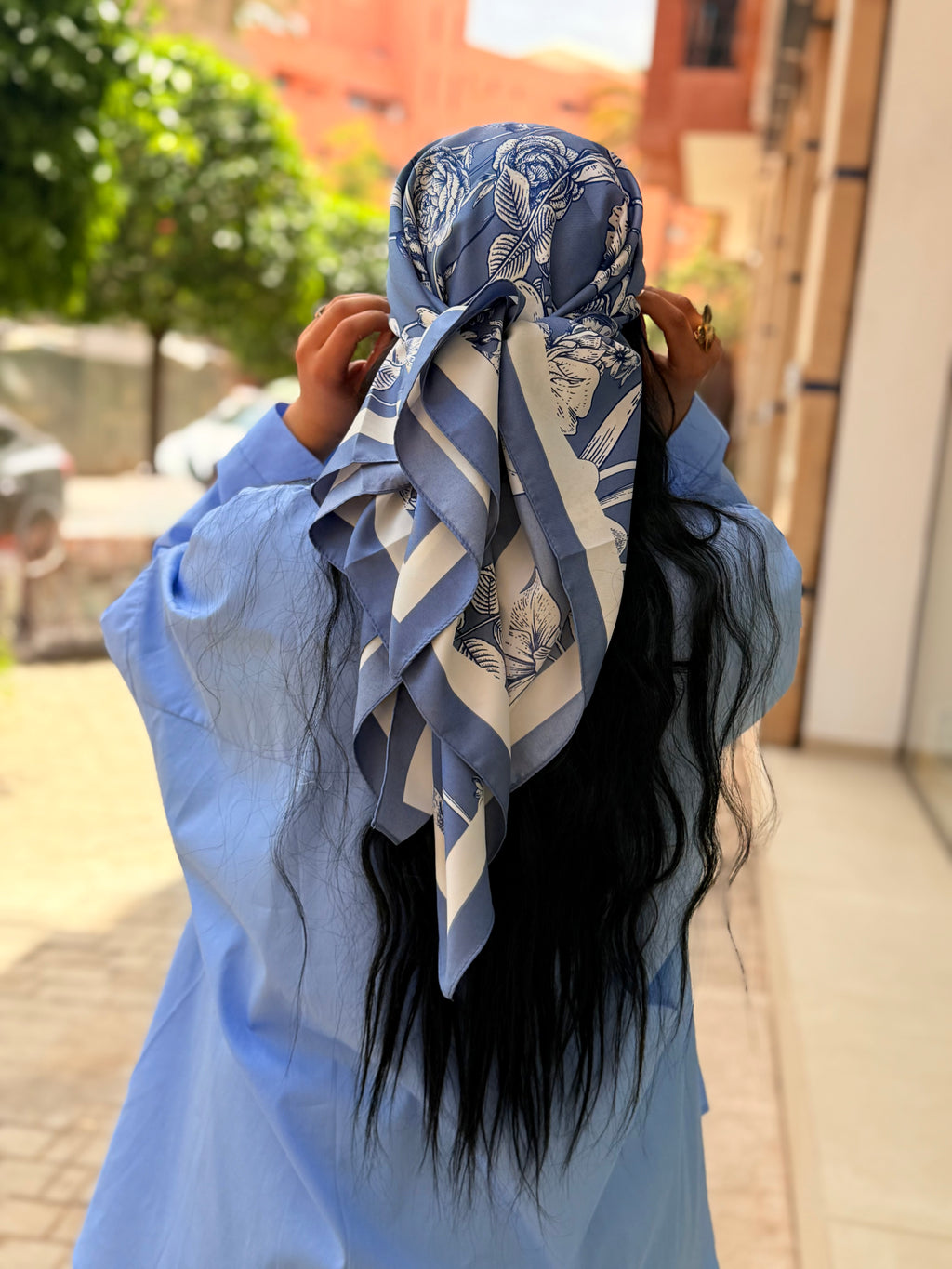 Petit carré Keysha bleu