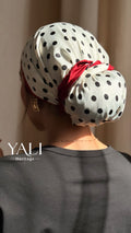 Foulard triangle pois blancs